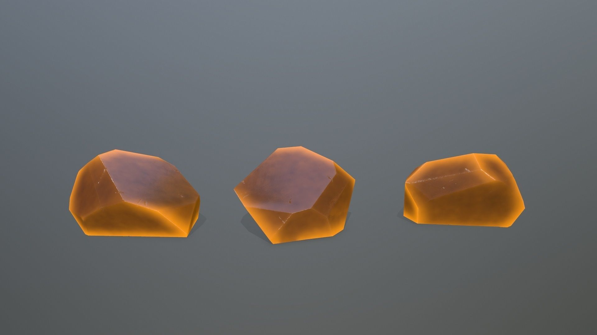 Crystal Set of orange colored rocks Low-poly 3D model_9