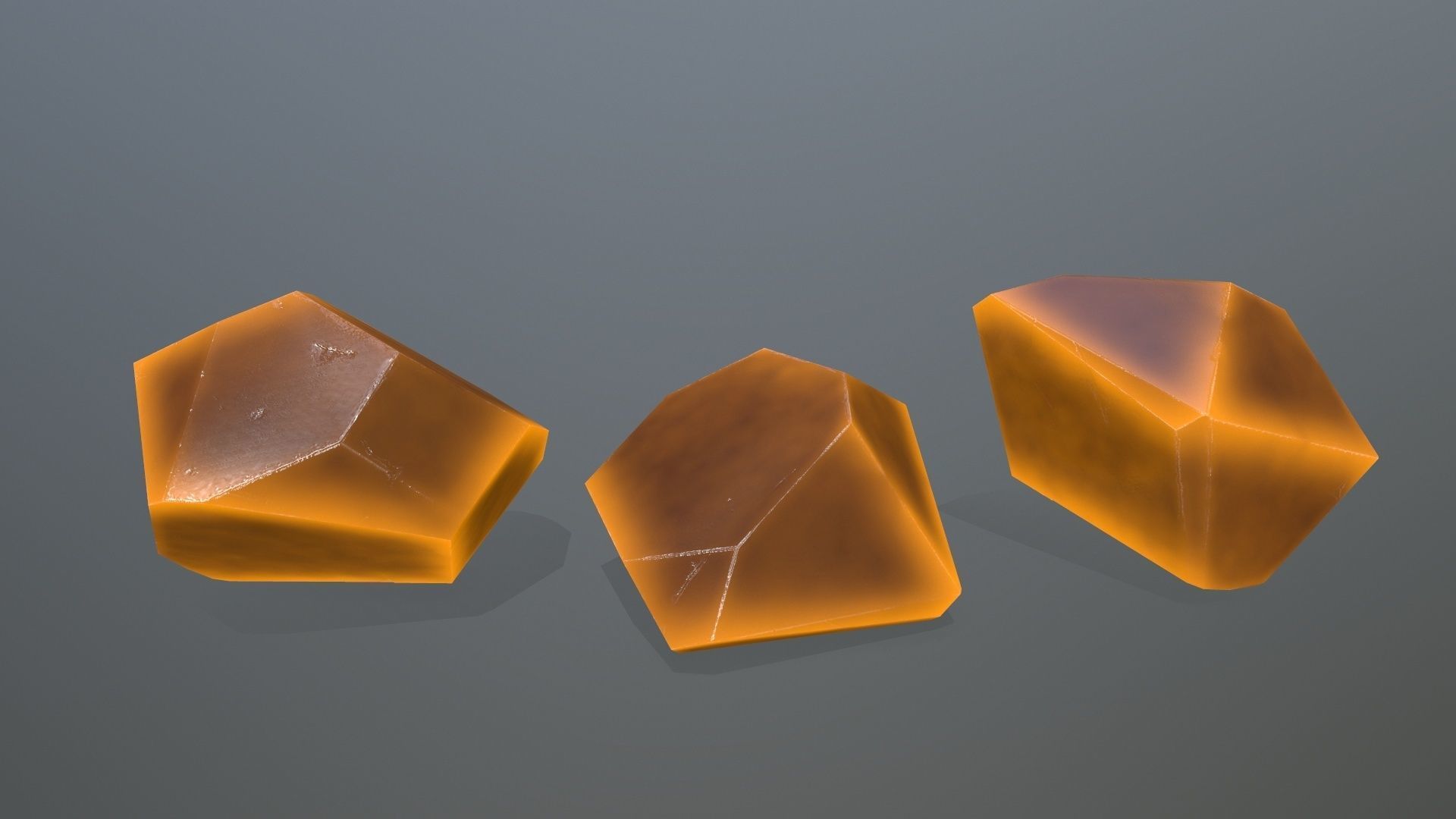 Crystal Set of orange colored rocks Low-poly 3D model_5