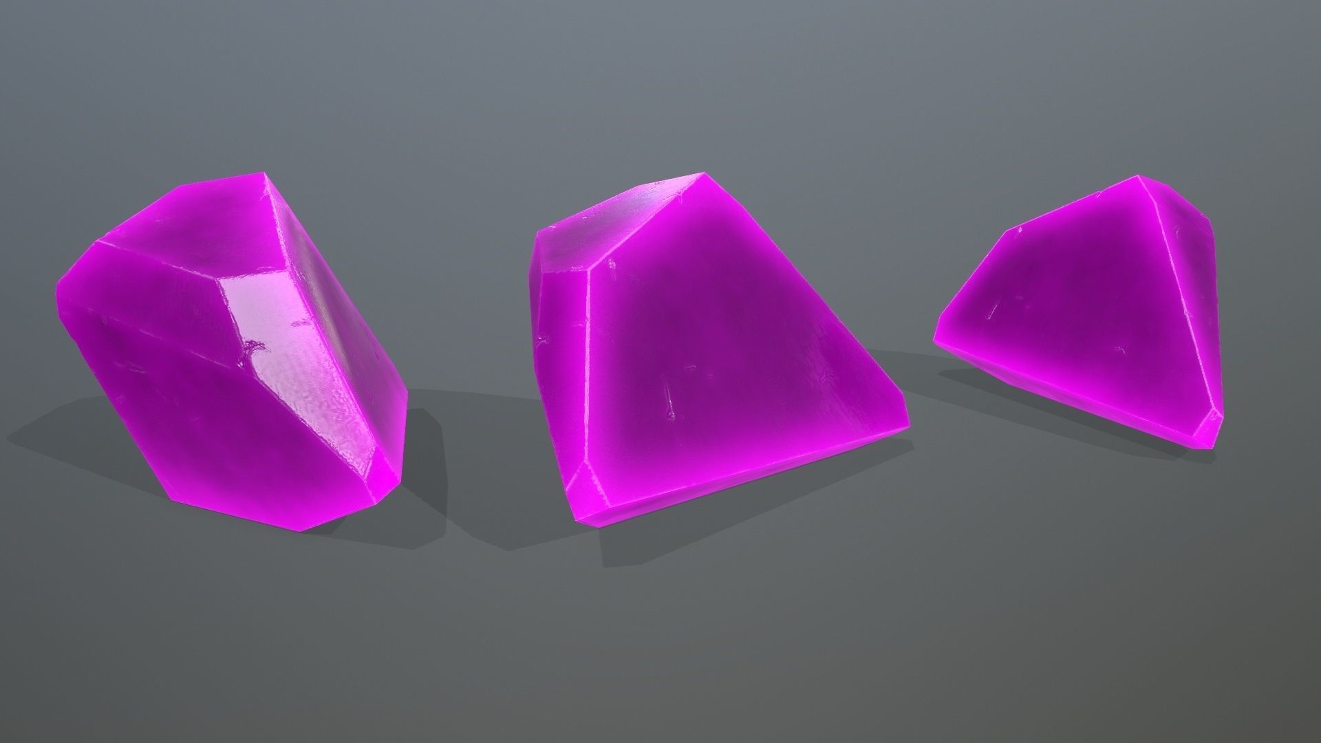 Crystal Set three crystals Low-poly 3D model_7