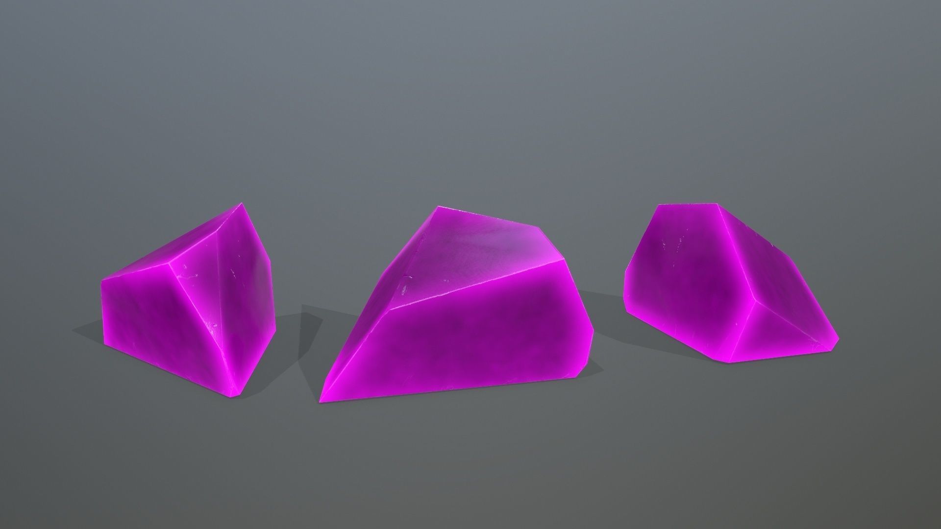 Crystal Set three crystals Low-poly 3D model_9