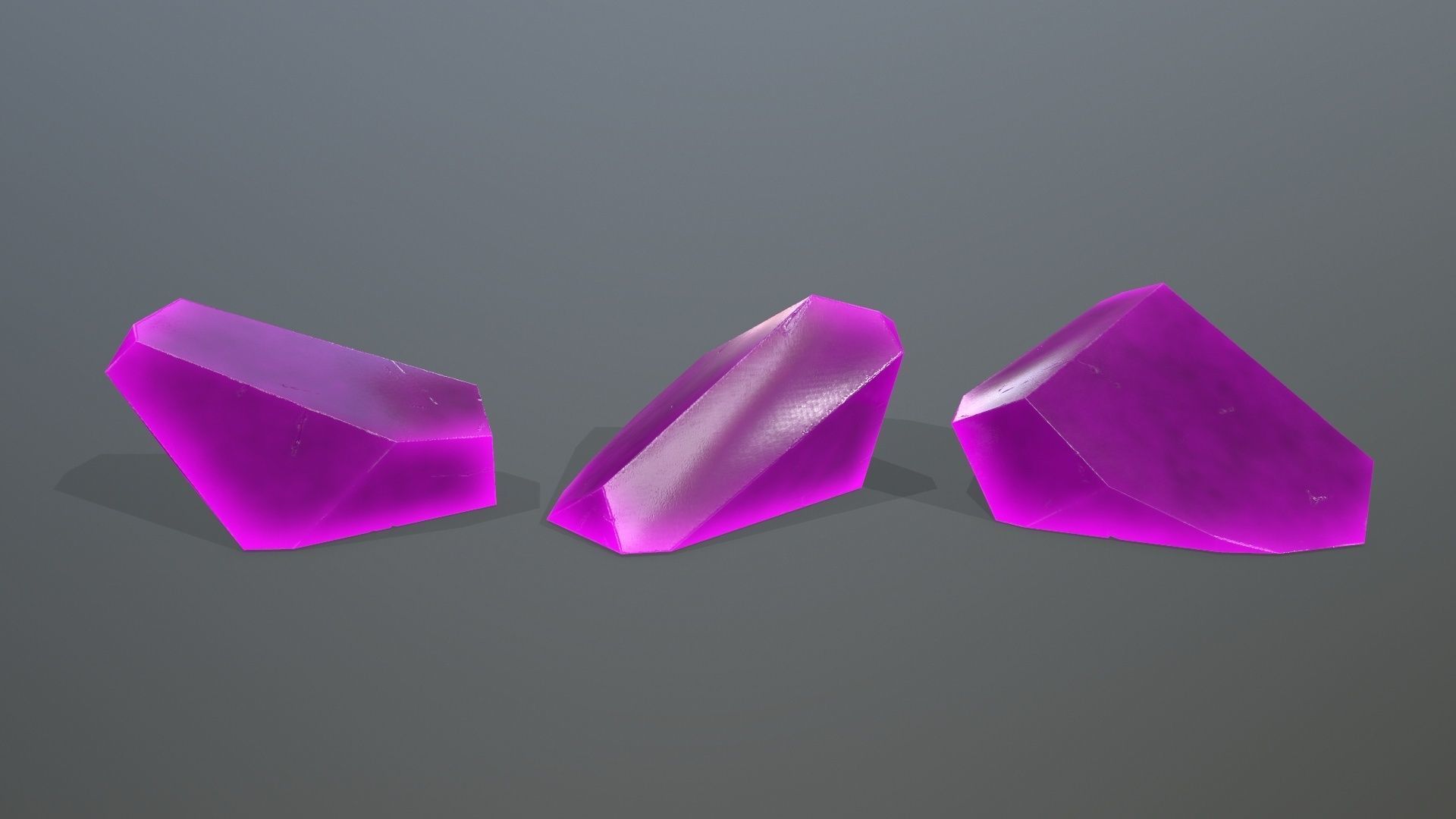Crystal Set three crystals Low-poly 3D model_4