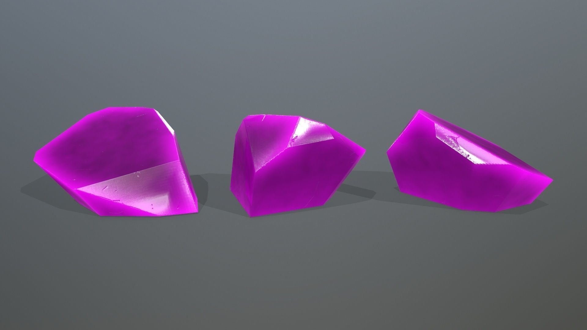 Crystal Set three crystals Low-poly 3D model_10