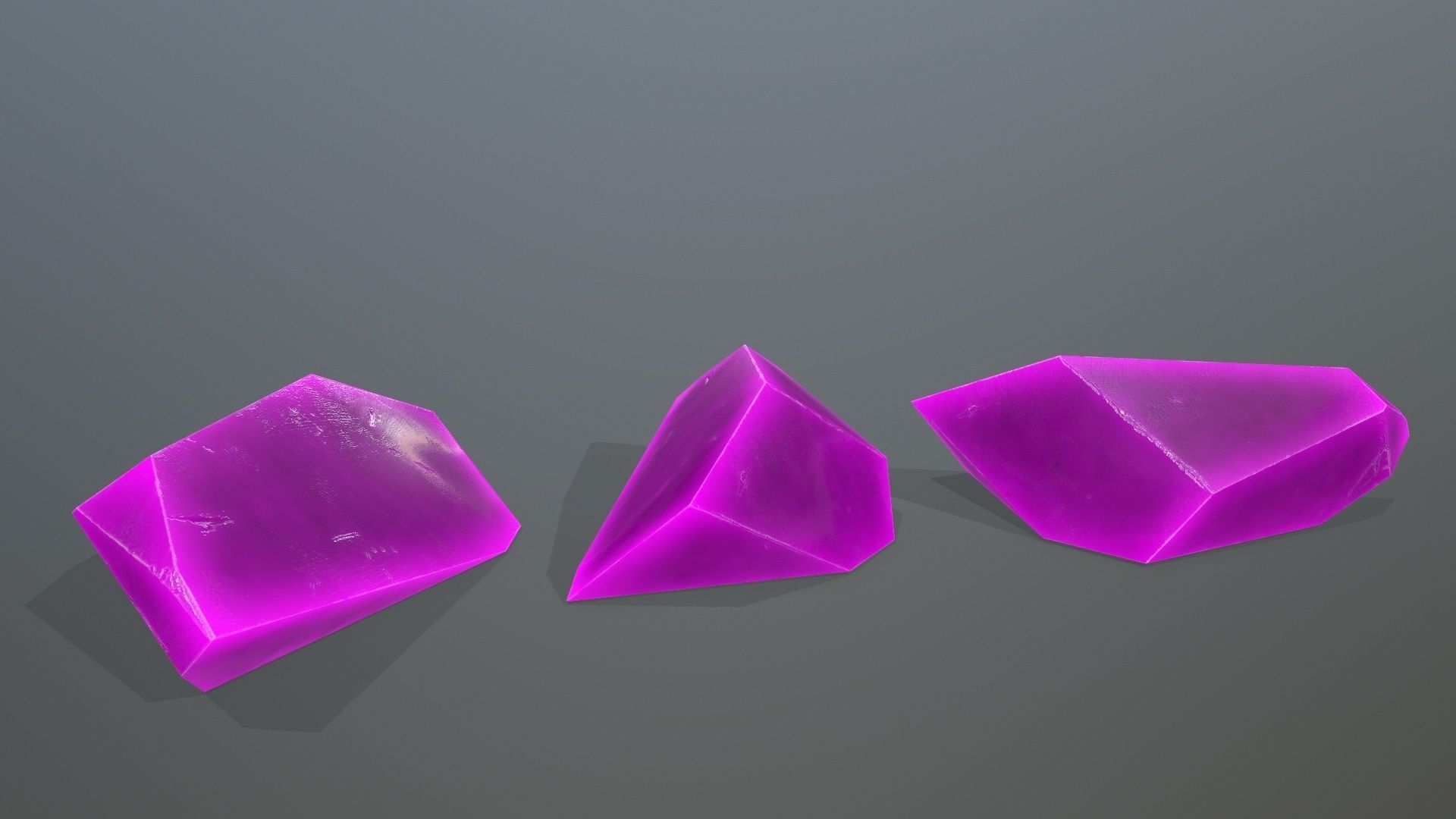 Crystal Set three crystals Low-poly 3D model_2