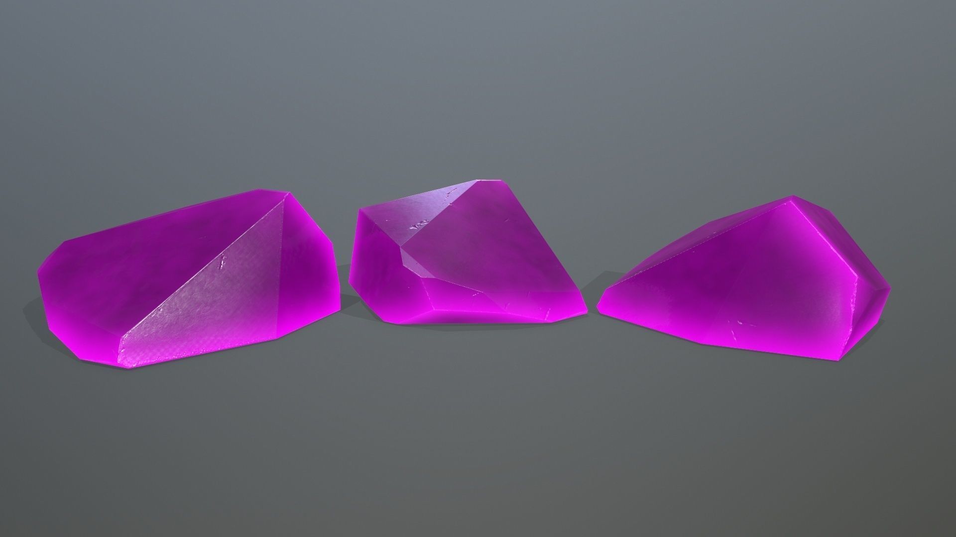 Crystal Set three crystals Low-poly 3D model_3