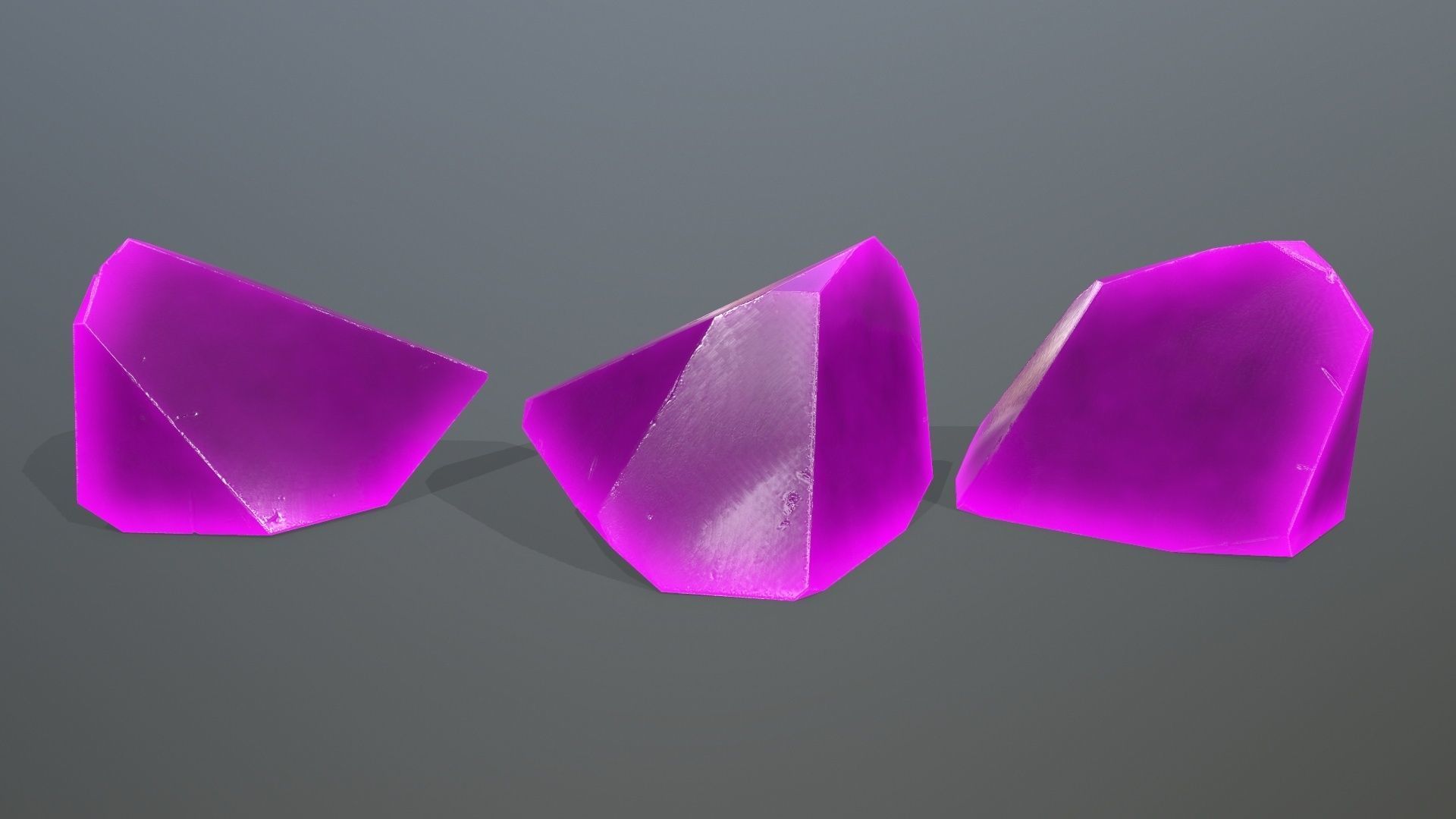 Crystal Set three crystals Low-poly 3D model_1