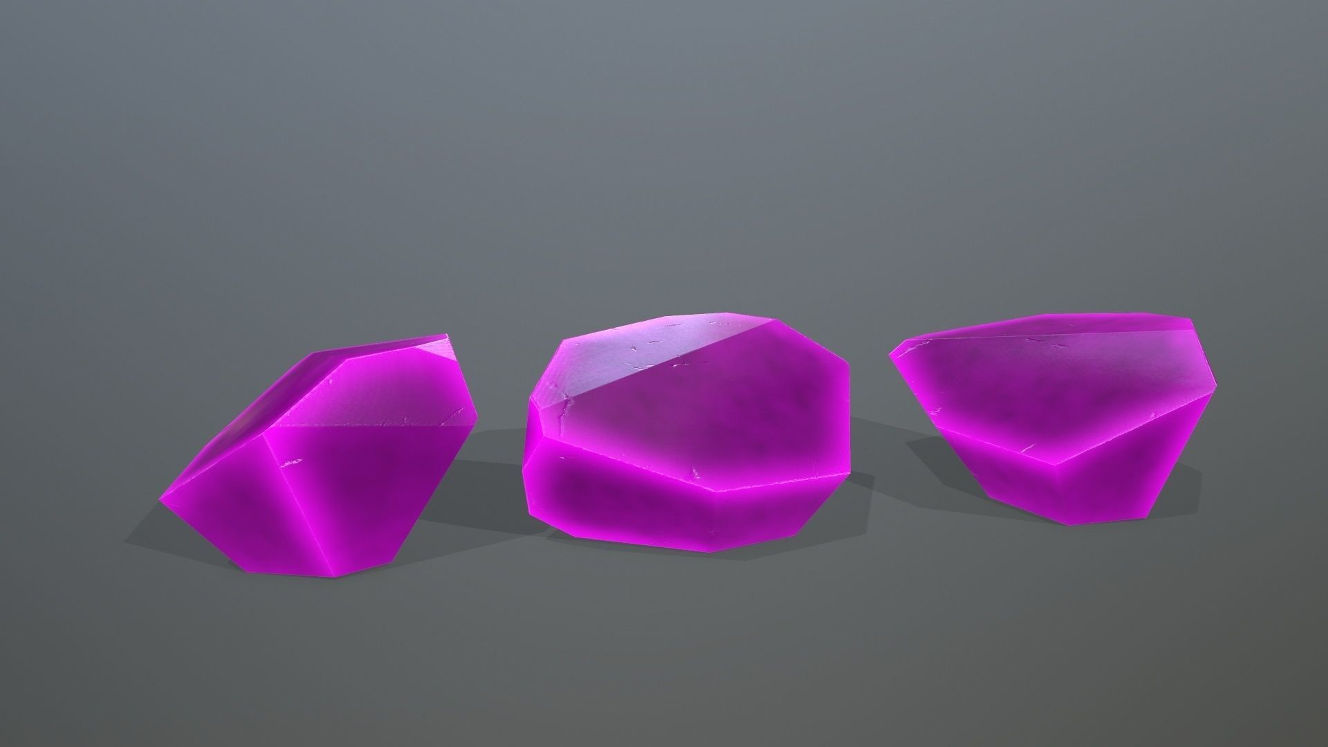 Crystal Set three crystals Low-poly 3D model_8