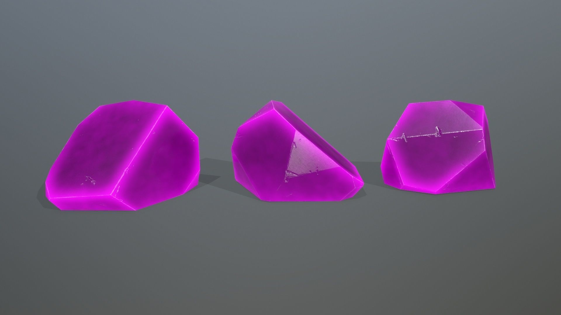 Crystal Set three crystals Low-poly 3D model_6