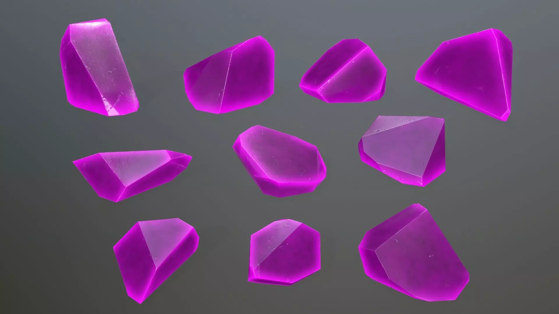 Crystal Set three crystals Low-poly 3D model_0