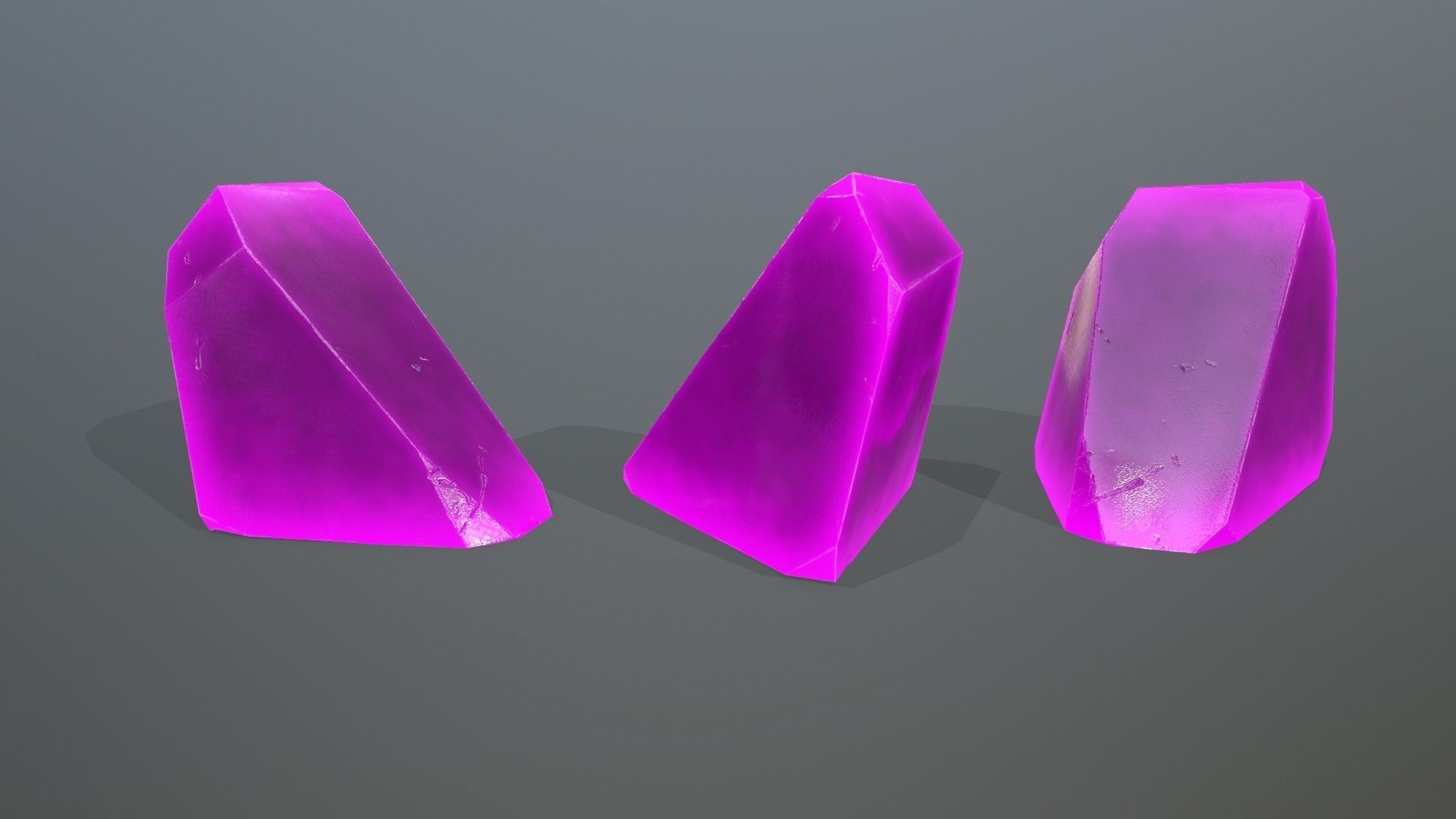 Crystal Set three crystals Low-poly 3D model_5