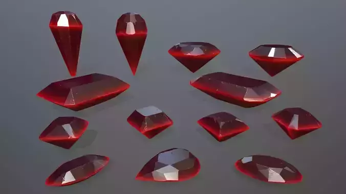 Gem Set gemstones Low-poly 3D model