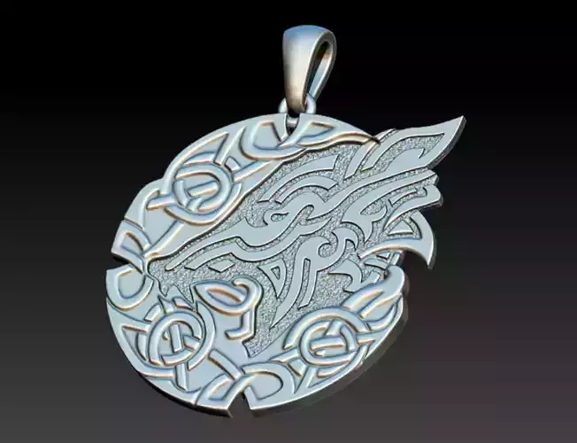 wolf pendant with celtic ornament 