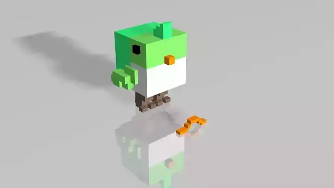 Low Poly Cute Voxel Bird