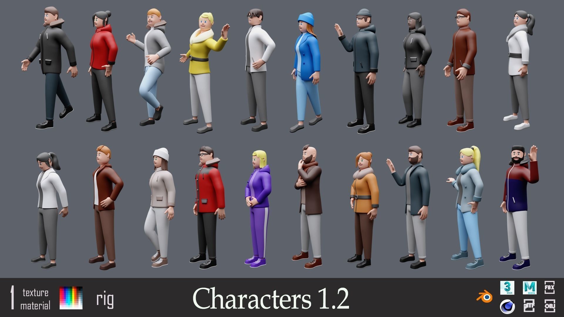 Cartoon characters 1 02 Low-poly 3D model_2