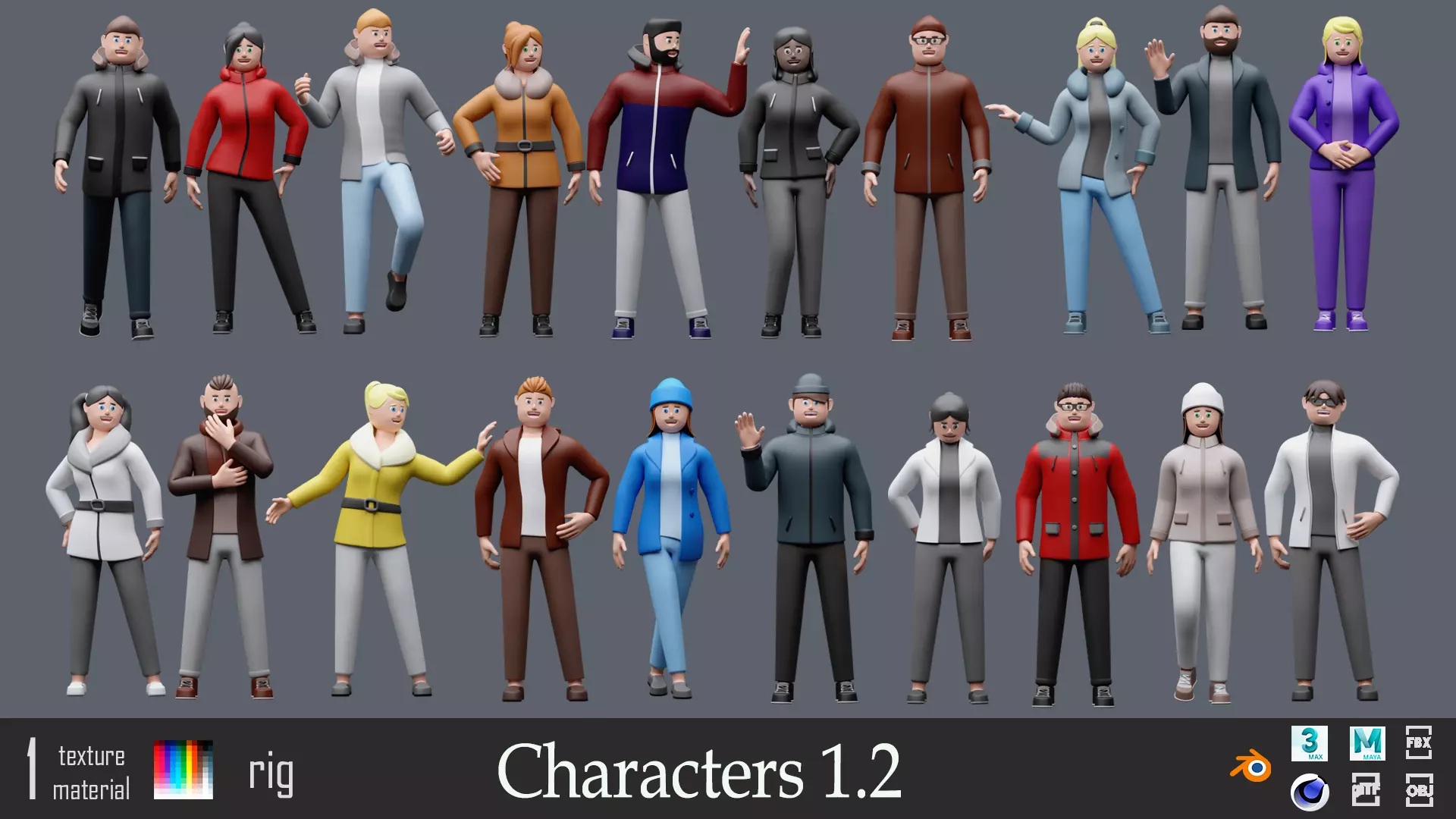 Cartoon characters 1 02 Low-poly 3D model_0