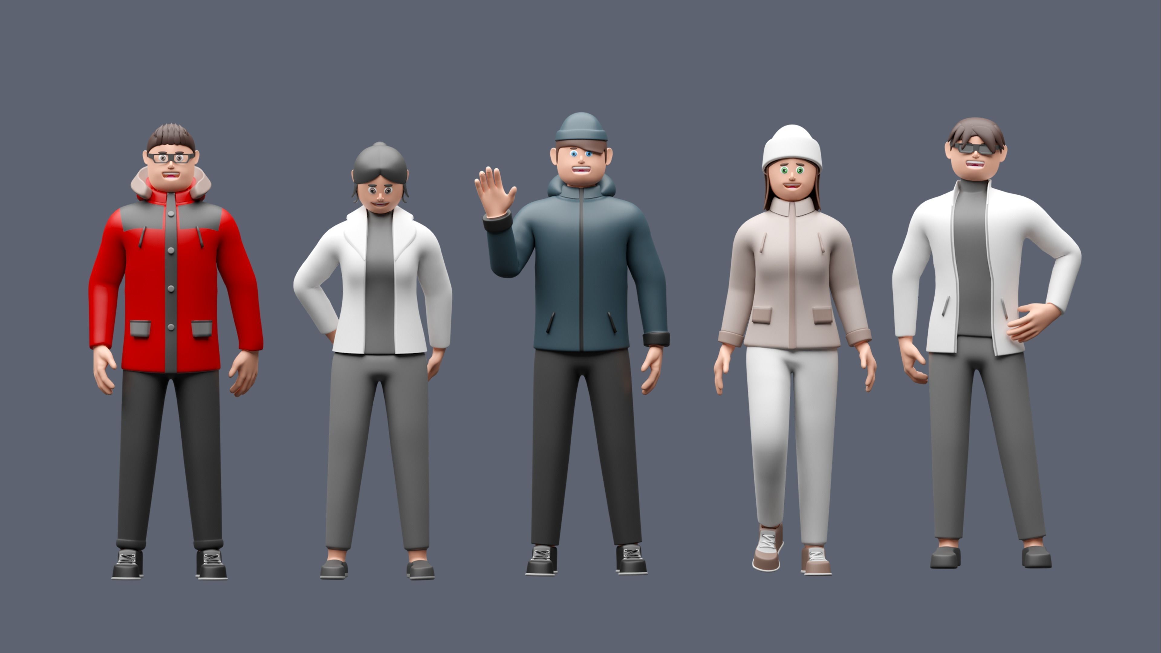 Cartoon characters 1 02 Low-poly 3D model_6