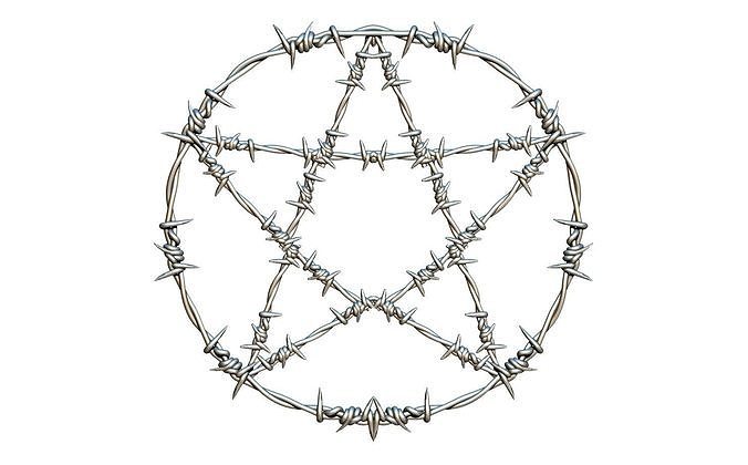 Pentargram pentacle symbol star circle wire 3D print model
