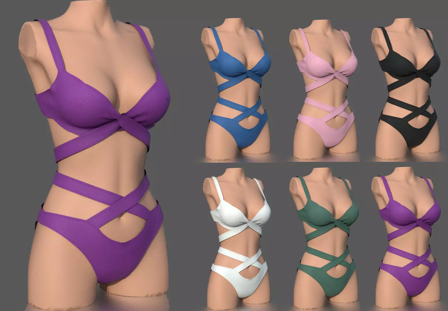 BIKINI WOMAN PACK 2 Low-poly 3D model