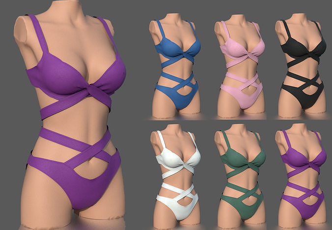 BIKINI WOMAN PACK 2 Low-poly 3D model