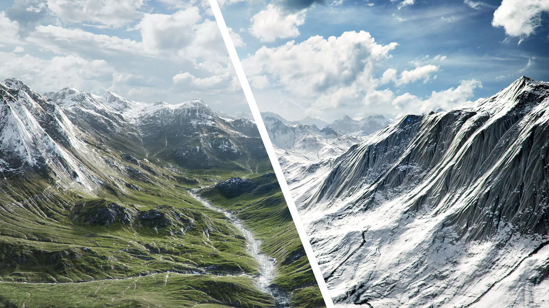 Mountain Summer and Winter Textures Low-poly 3D model_0
