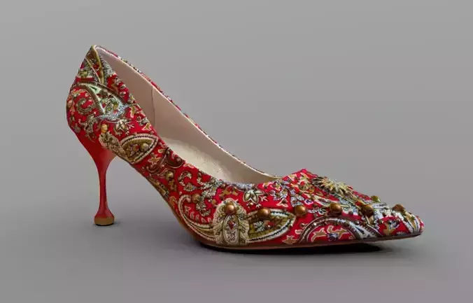 red high-heeled shoes Low-poly 3D model
