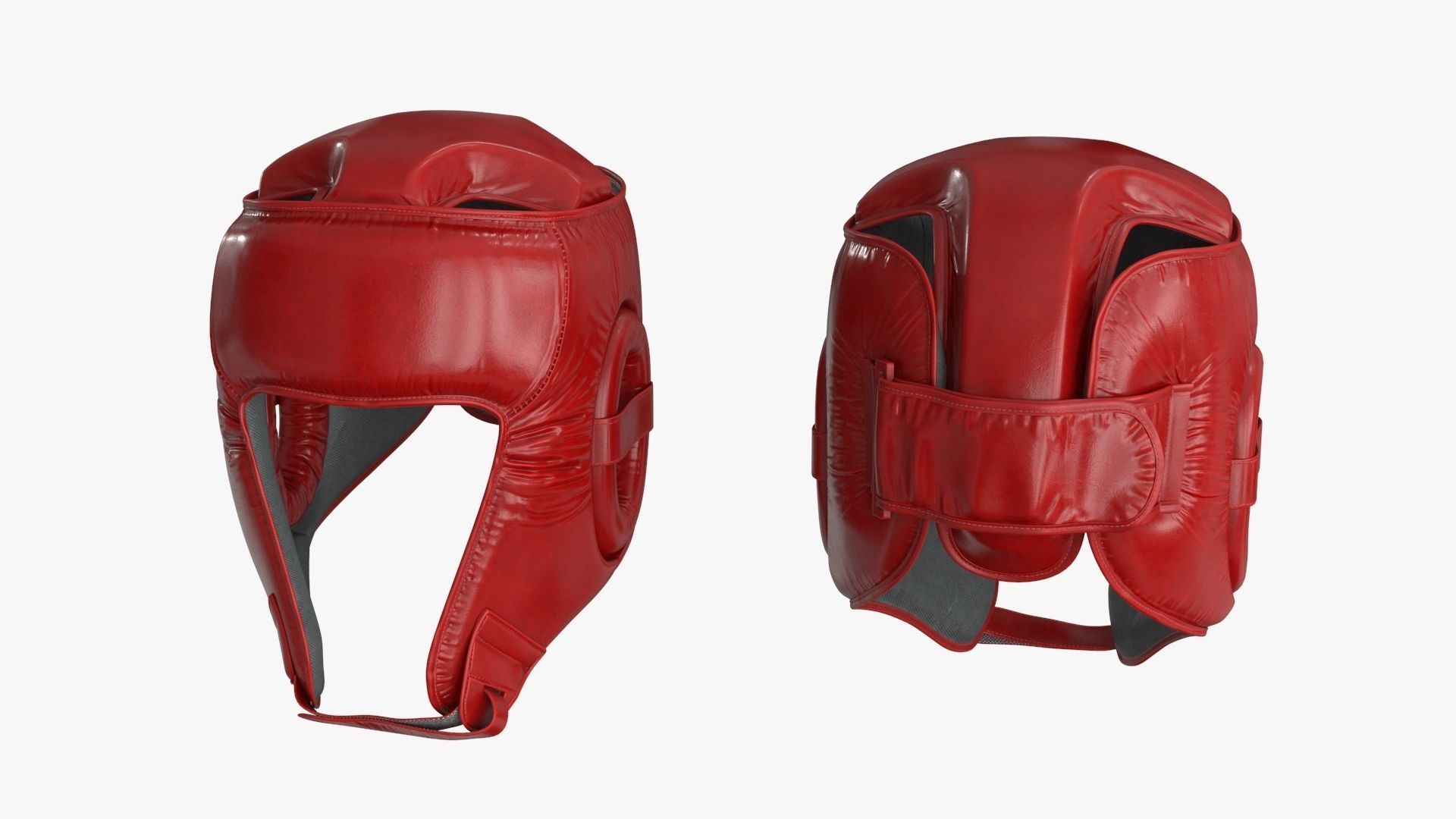 3D Boxing Training Helmet Red Low-poly 3D model_2