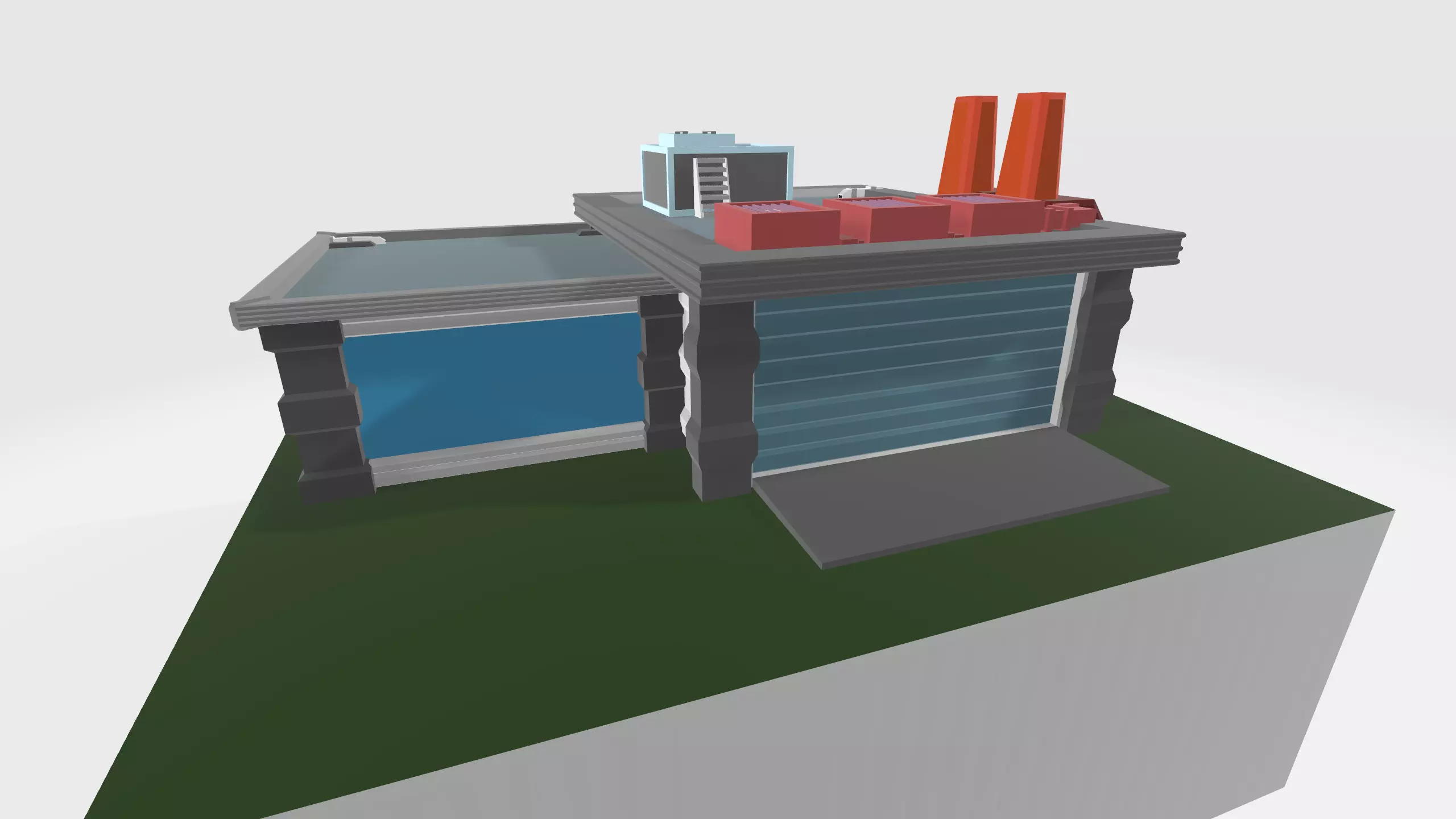 Low poly war or multipurpose factory Free low-poly 3D model
