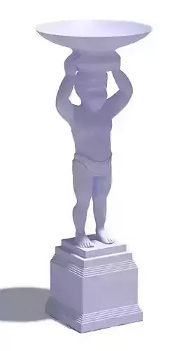 Sculpture statue of boy holding bowl