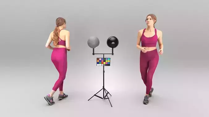 Pretty young woman running 331 Low-poly 3D model