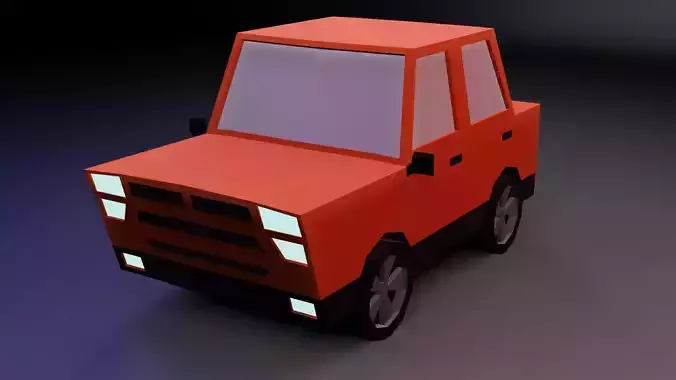 low poly car orange Low-poly 3D model