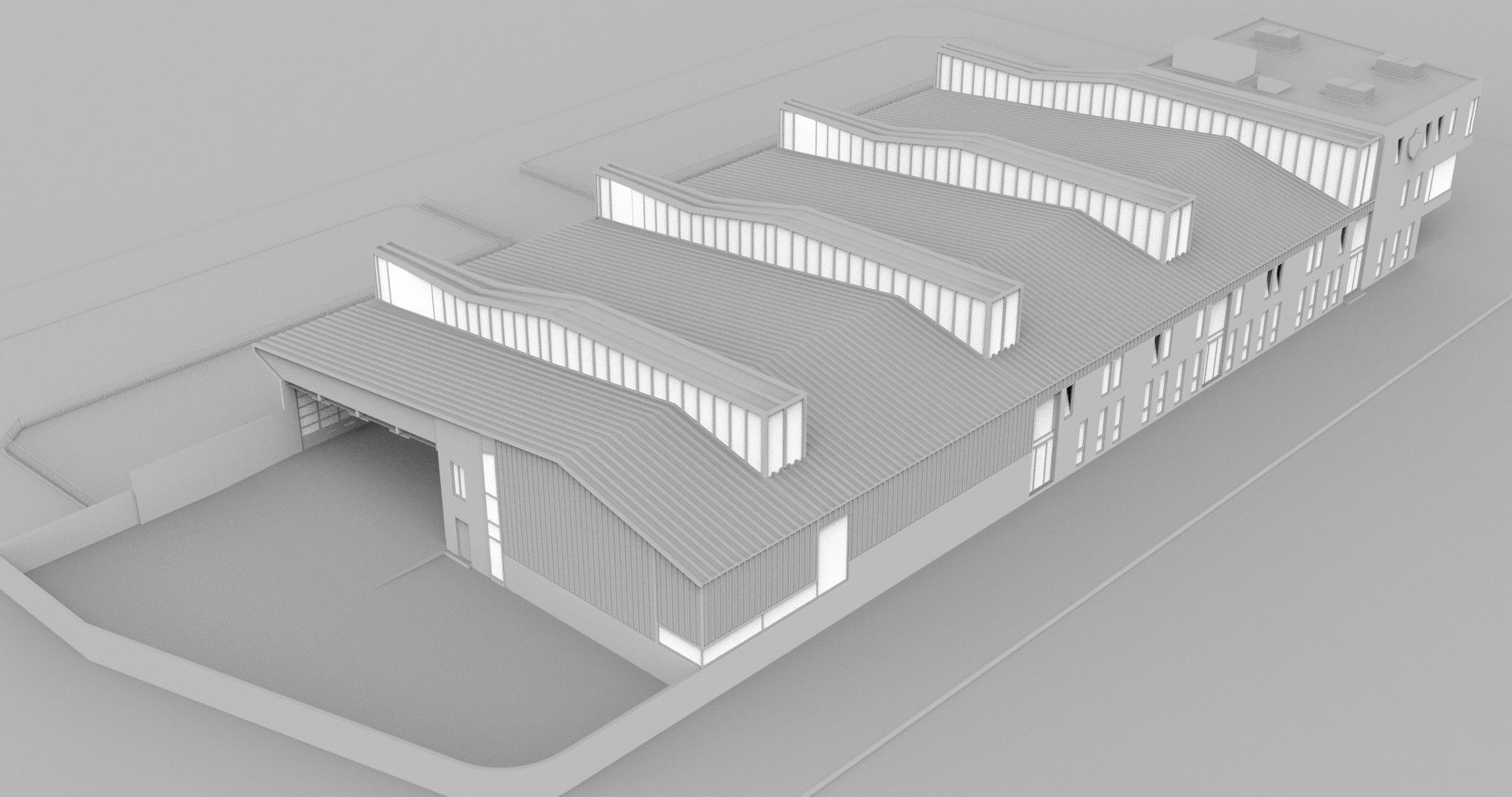 FireStation Building 01 Low-poly 3D model_9