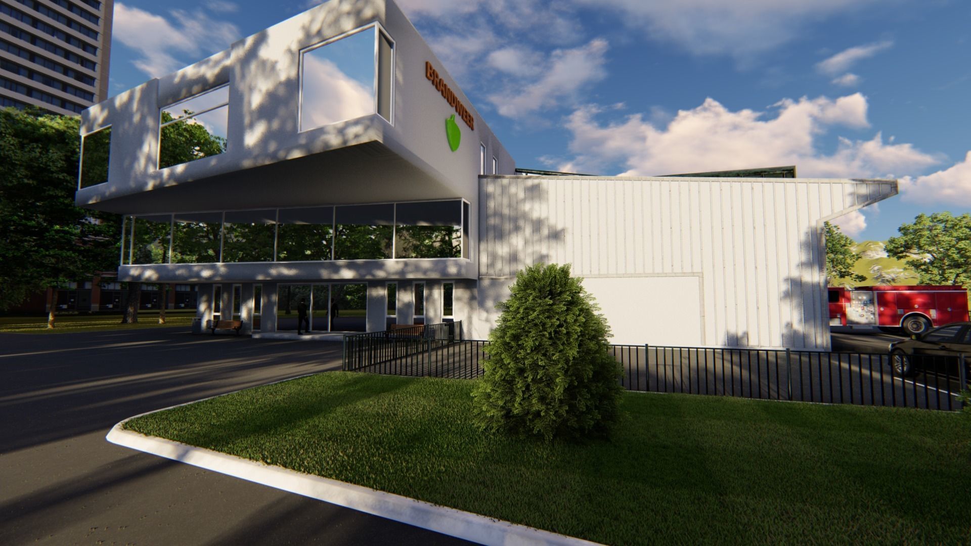 FireStation Building 01 Low-poly 3D model_4