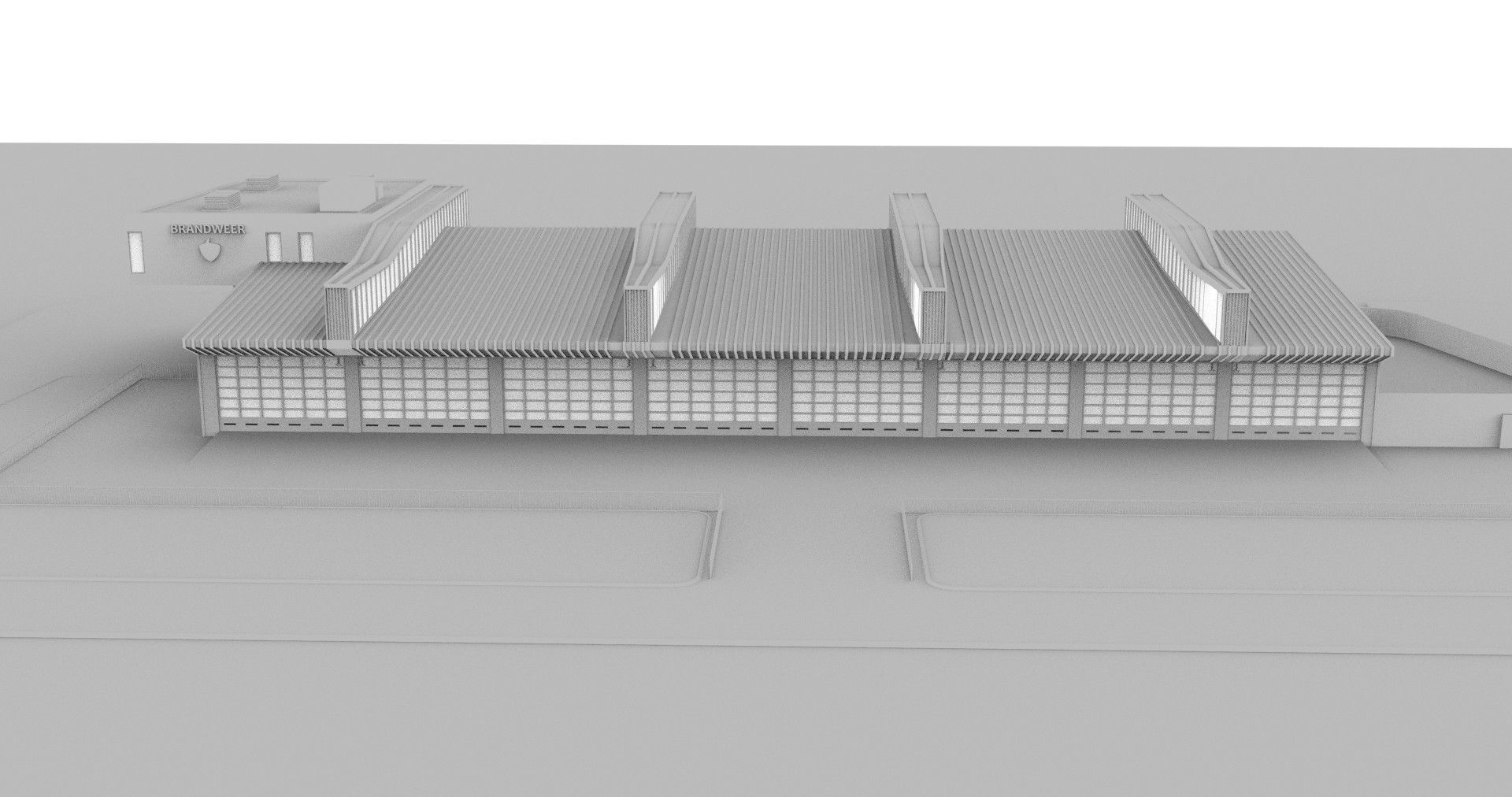 FireStation Building 01 Low-poly 3D model_11