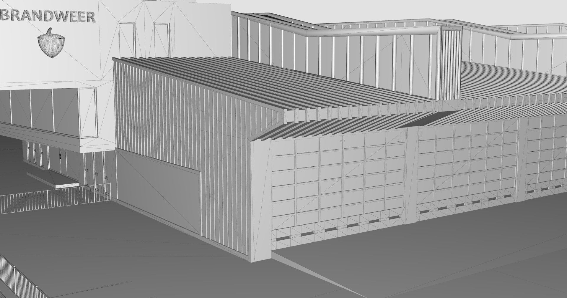 FireStation Building 01 Low-poly 3D model_12