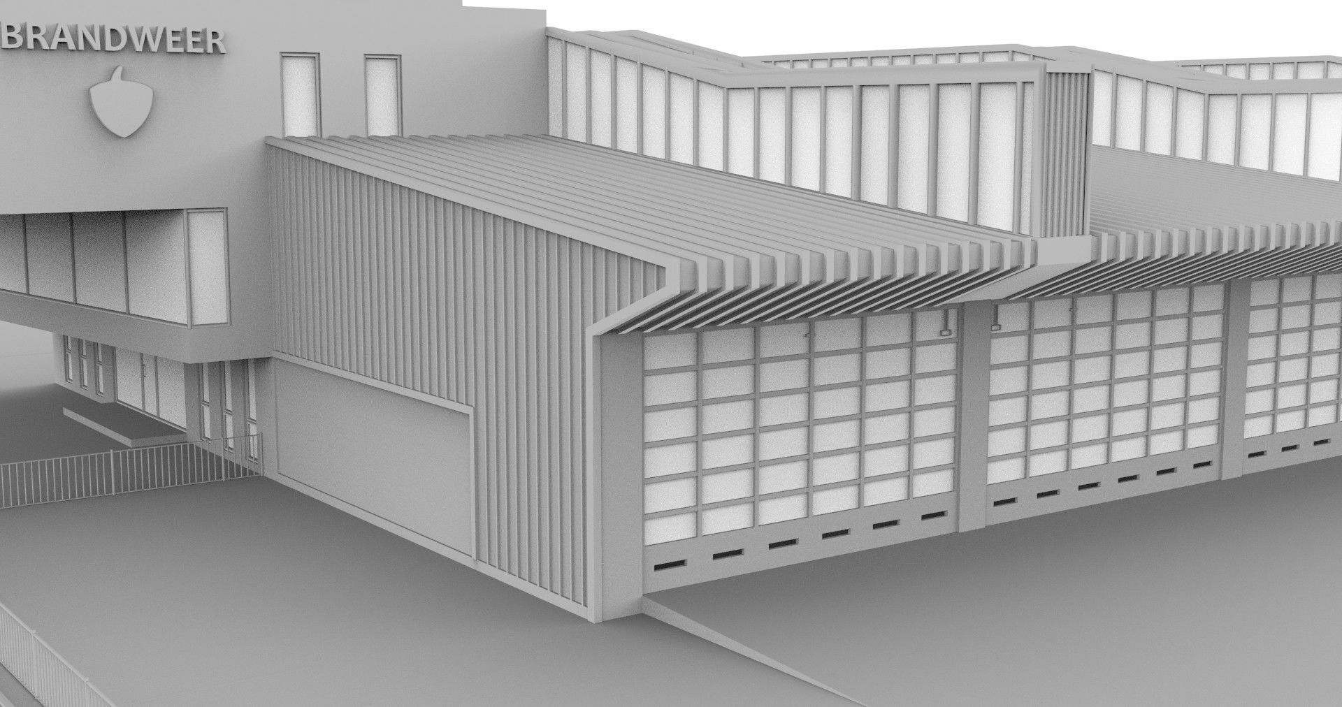 FireStation Building 01 Low-poly 3D model_14