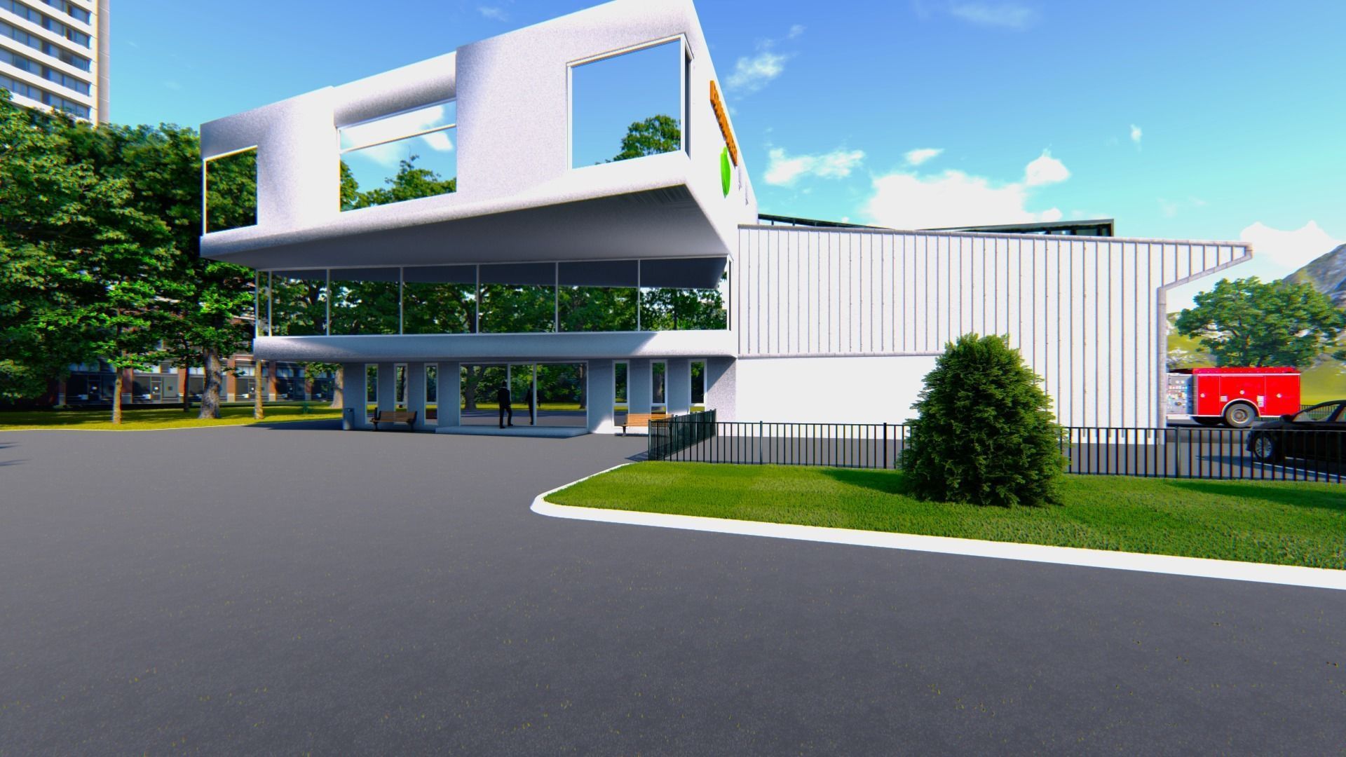 FireStation Building 01 Low-poly 3D model_5