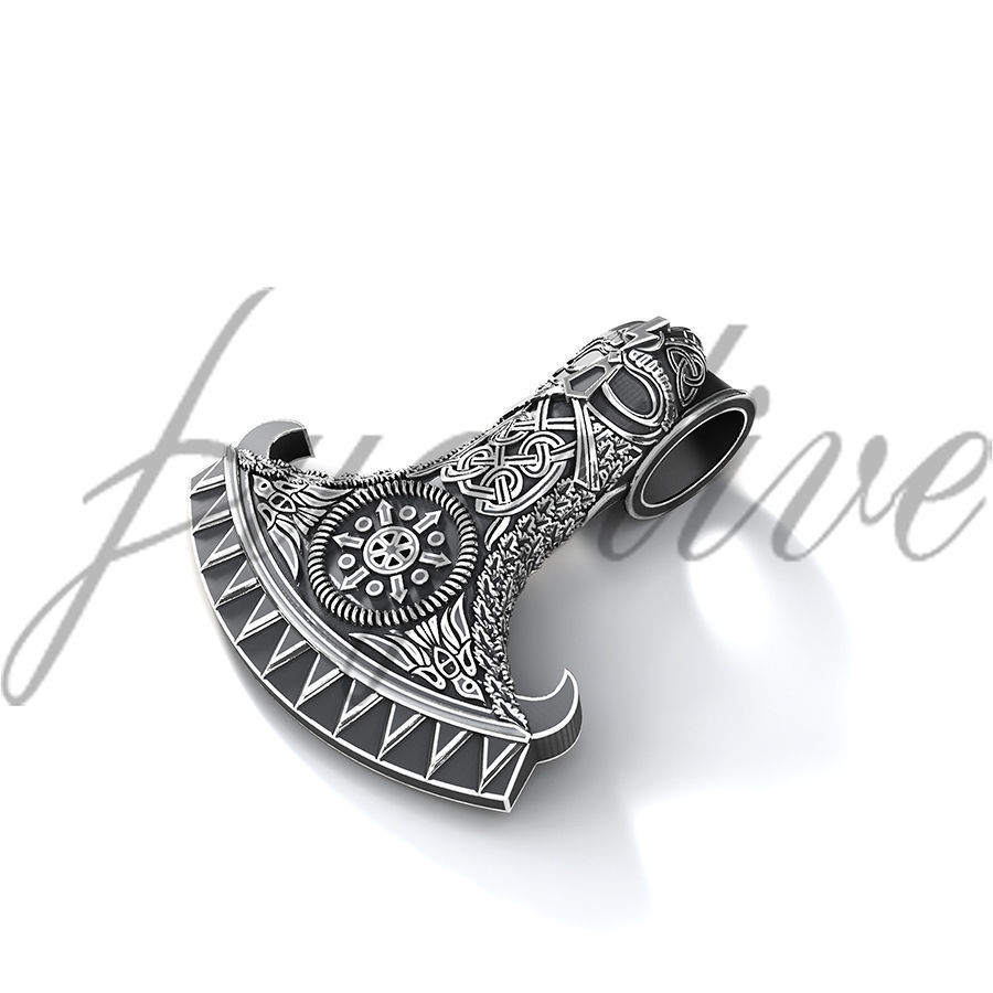 Scandinavia viking axe pendant 3D print model_1