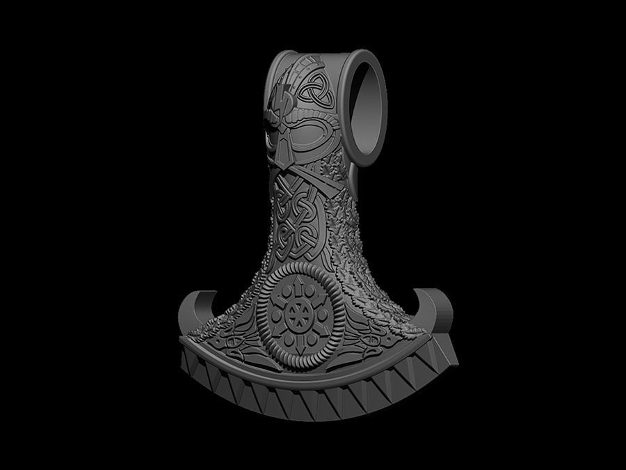Scandinavia viking axe pendant 3D print model_5