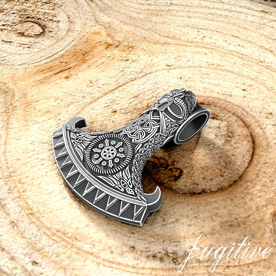 Scandinavia viking axe pendant 3D print model_7