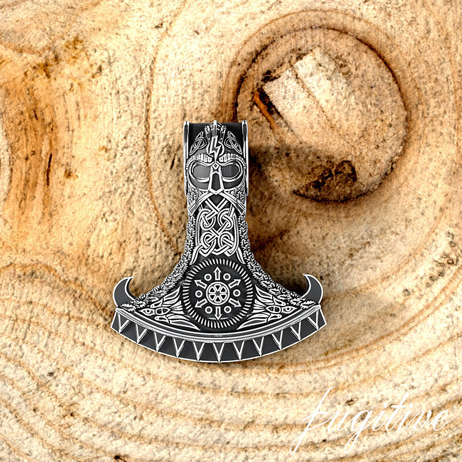 Scandinavia viking axe pendant 3D print model_6
