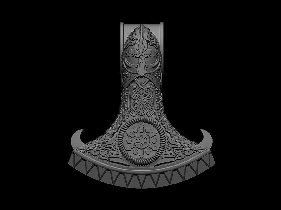 Scandinavia viking axe pendant 3D print model_2