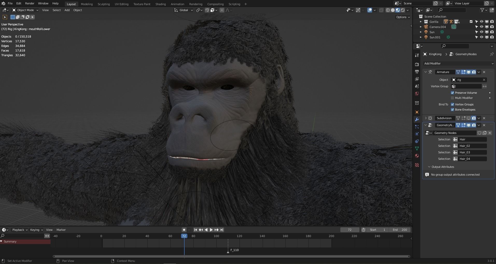 King Kong with Fur 3D model_23