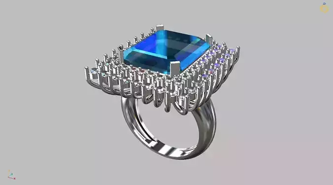 Gem ring 12x14mm with diamonds