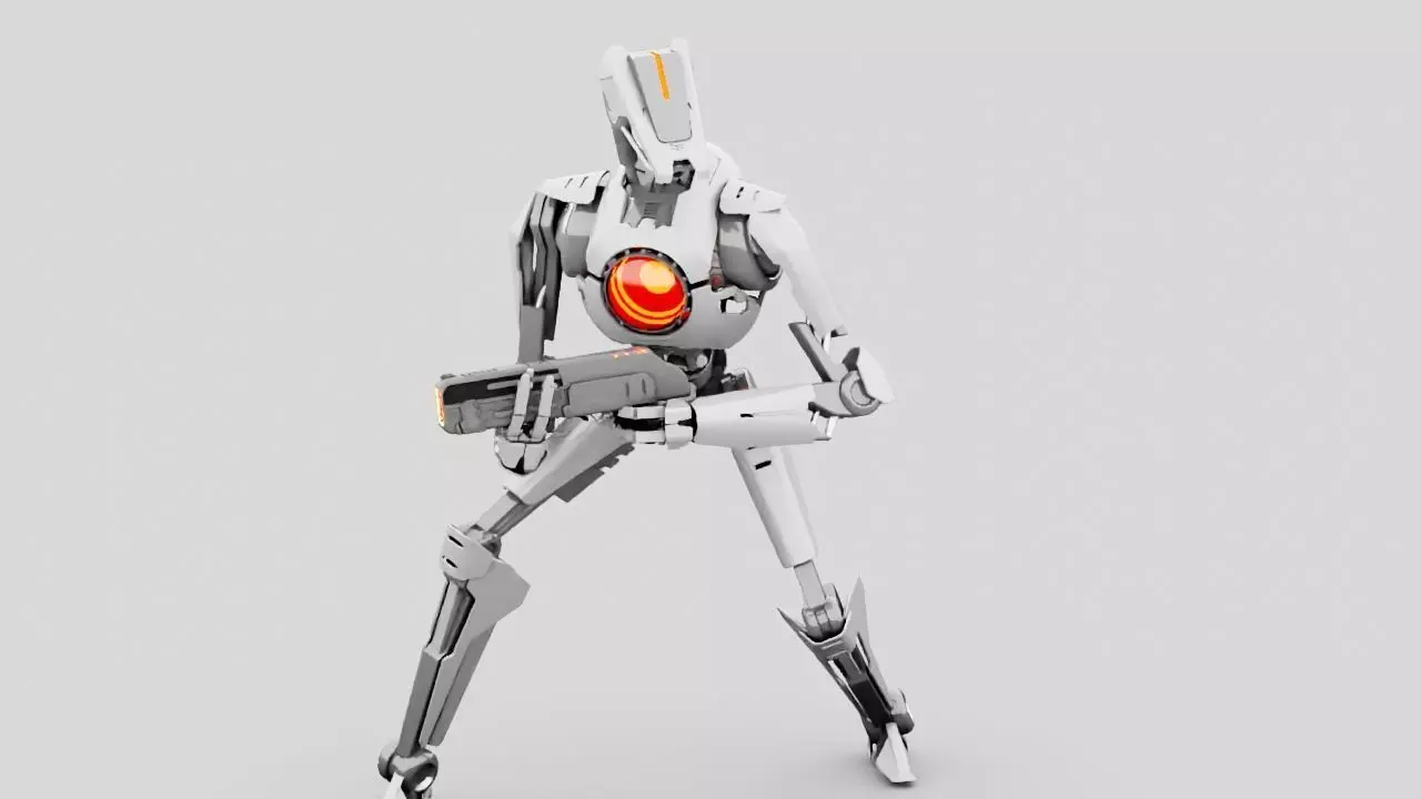 combat droid rigged character 3D model