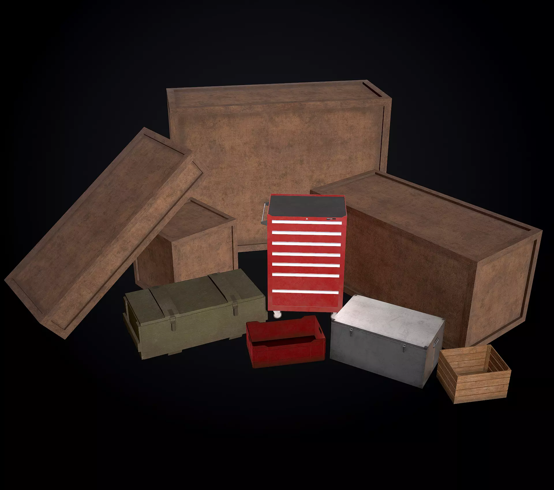 Realistic boxes pack Low-poly 3D model_0