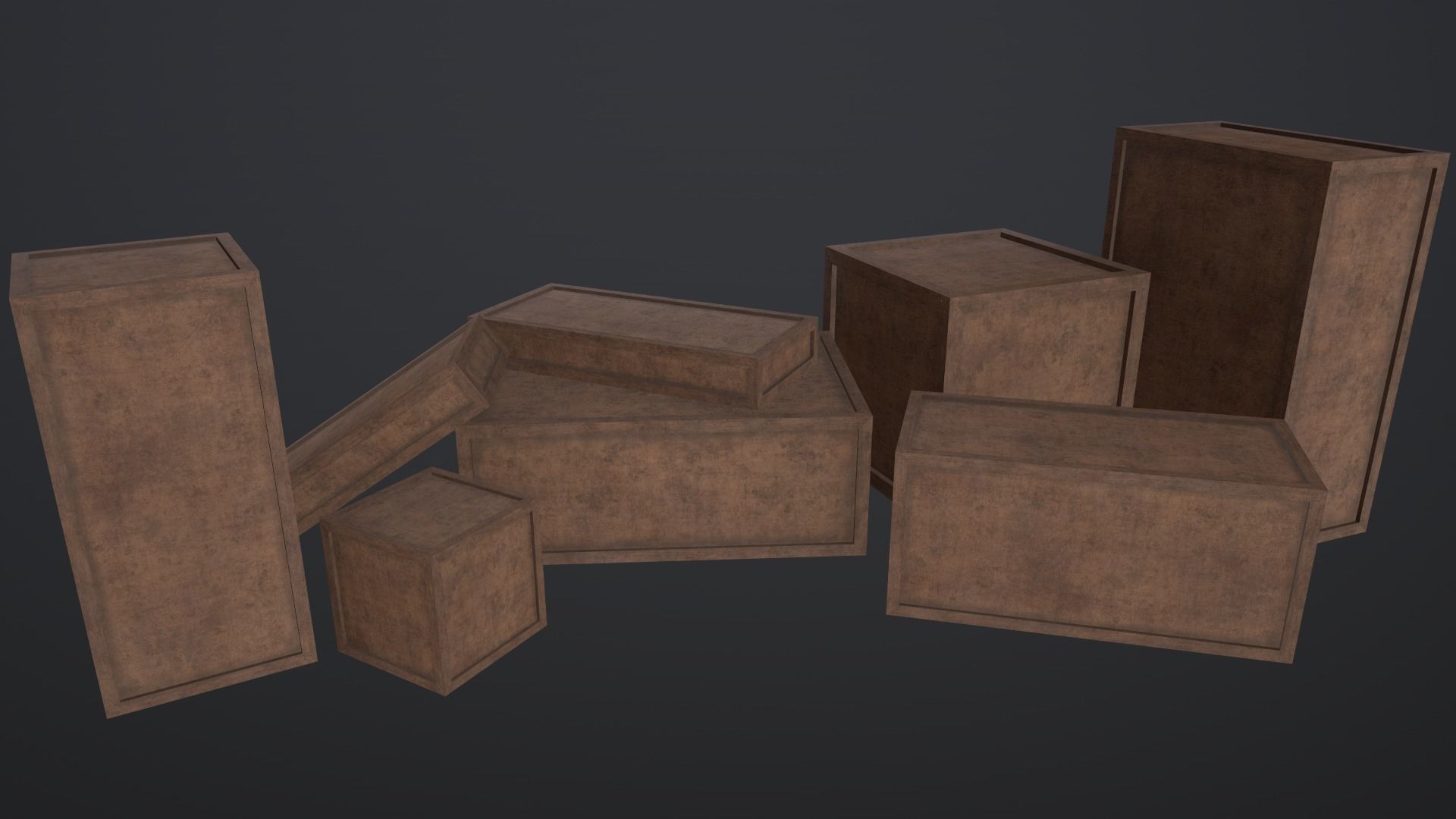 Realistic boxes pack Low-poly 3D model_6