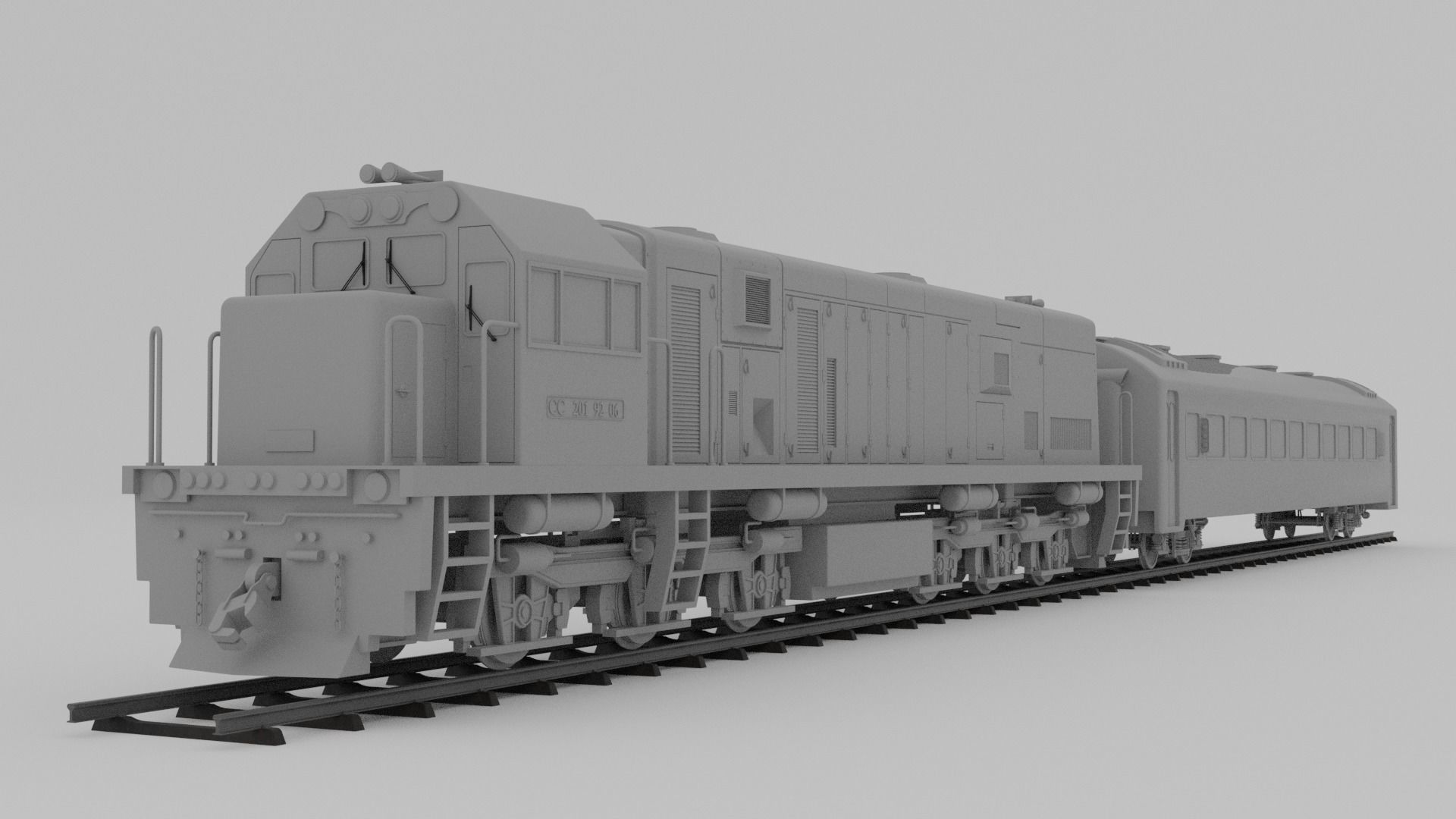 Locomotive CC 201  Low-poly 3D model_10
