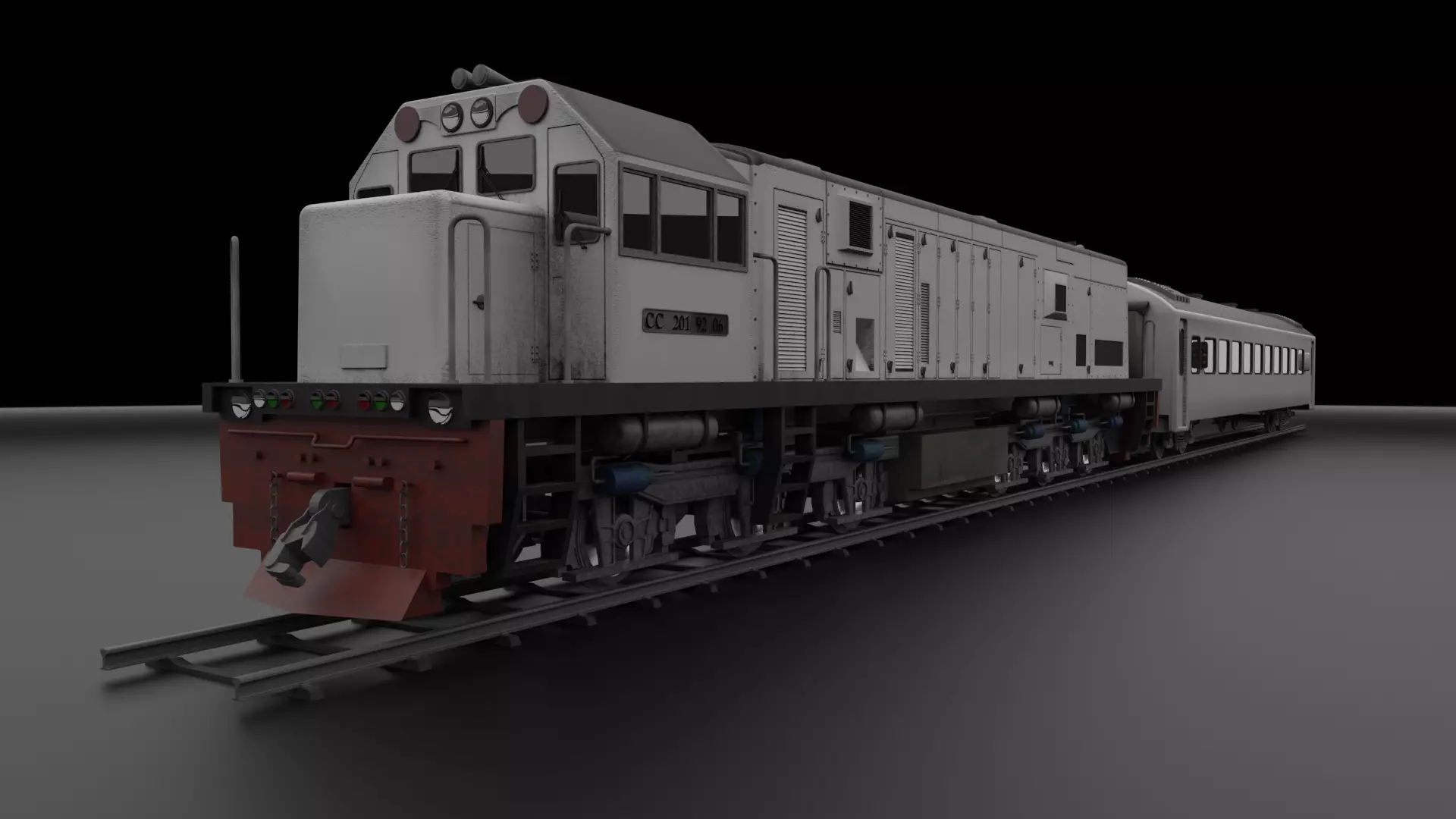 Locomotive CC 201  Low-poly 3D model_0