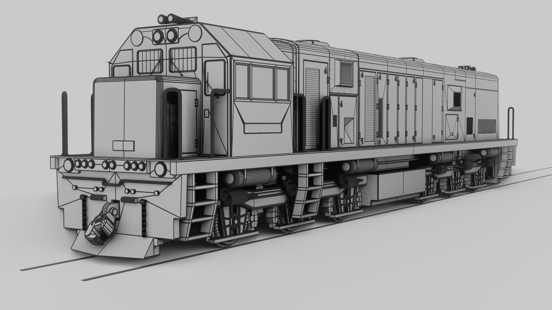 Locomotive CC 201  Low-poly 3D model_6