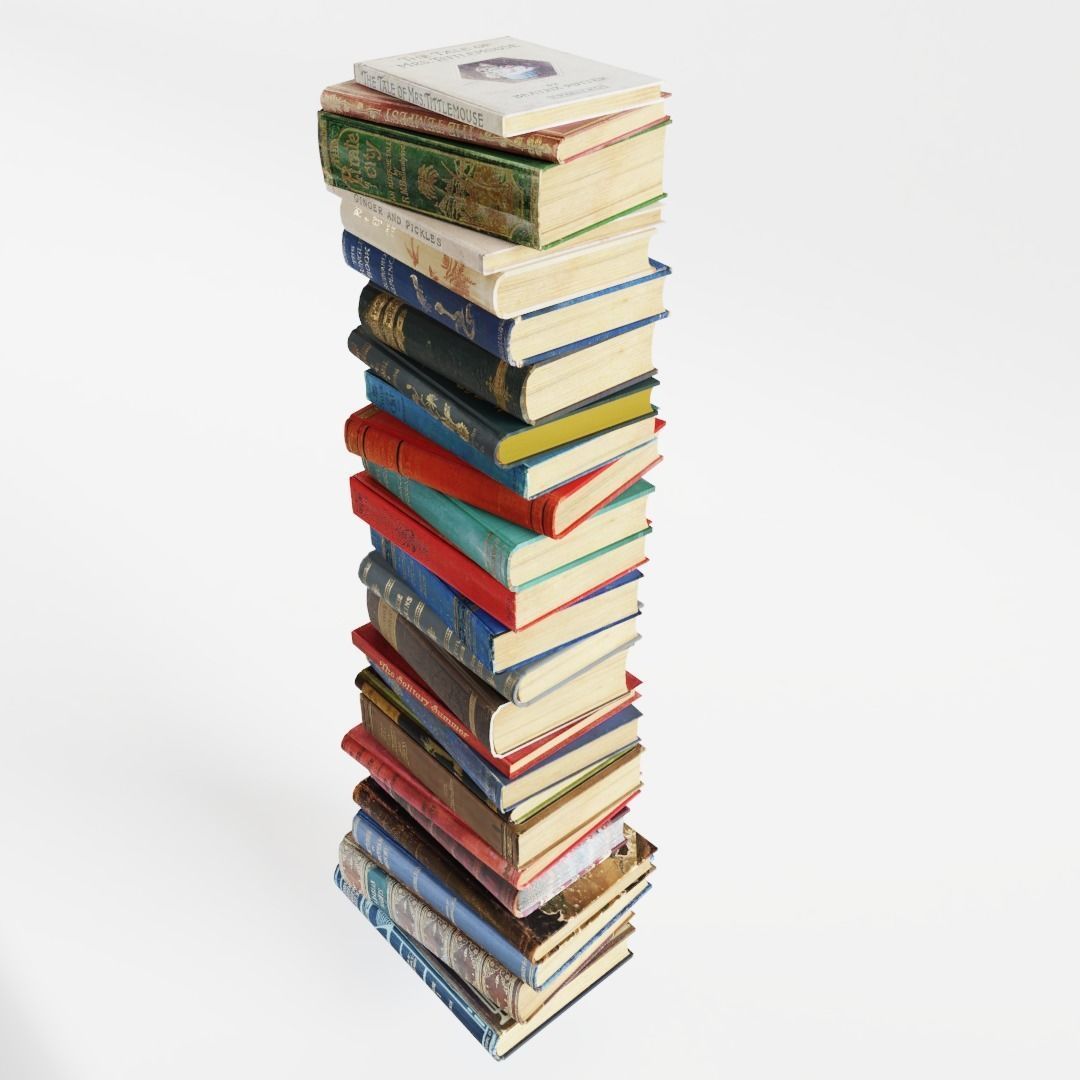 Antique Books Low-poly 3D model_3