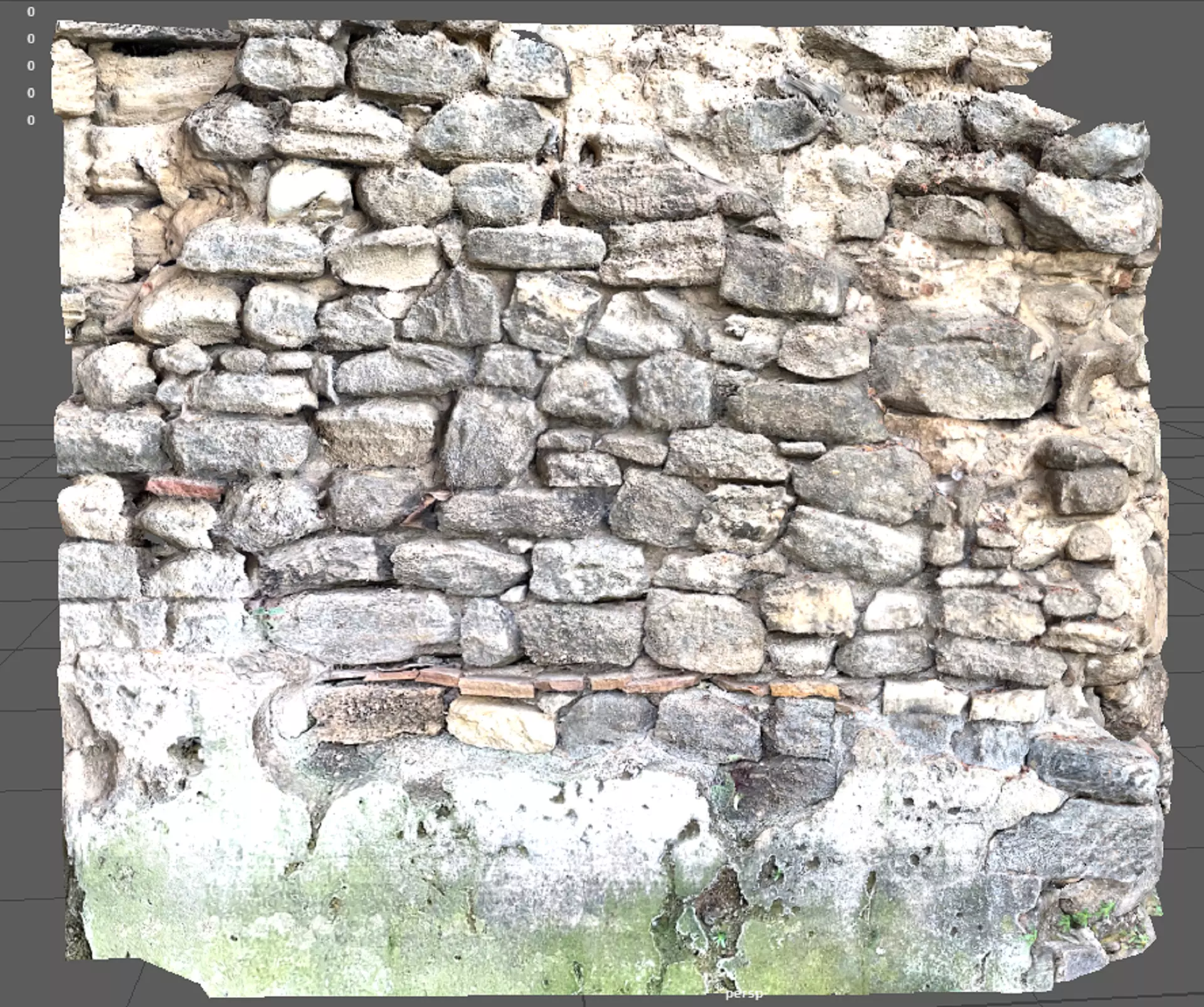 Old Stone Wall of ancient Fort 3D model